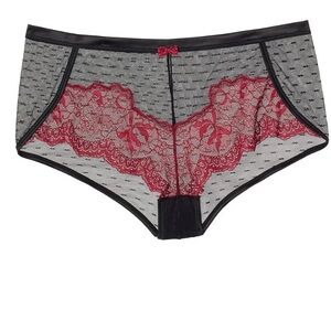 Adore Me Black and Red Lace Panties